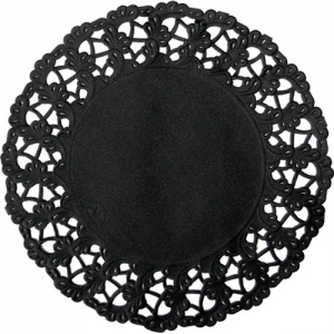 Duni 도일리페이퍼 종이레이스 컵받침 원형 블랙 250P(19cm)